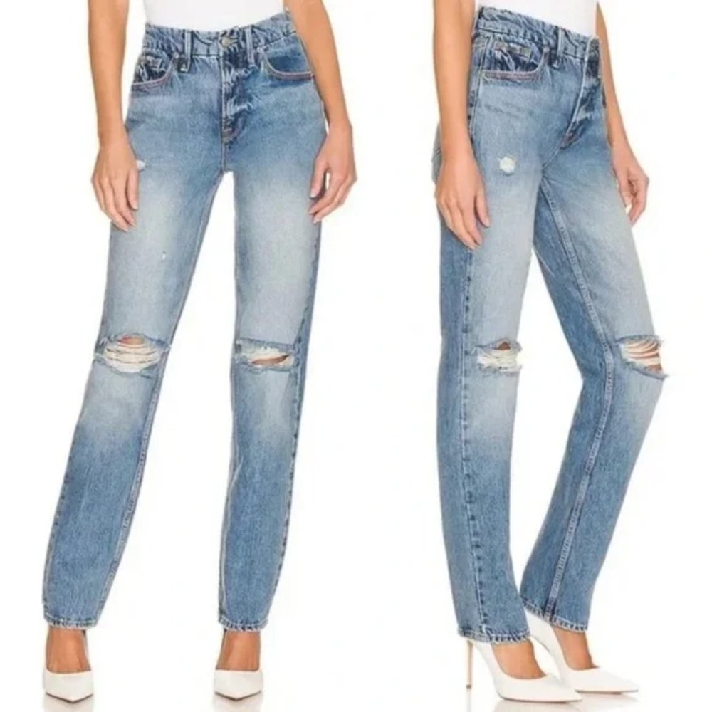 GOOD AMERICAN Good 90s Icon Denim Jeans Indigo Size 6/28 NWT High Rise Straight